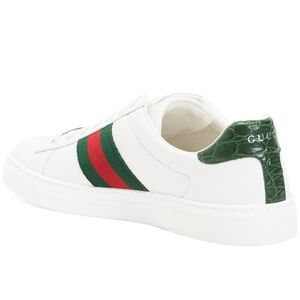 Gucci White Sneakers with Green and Red Stripes